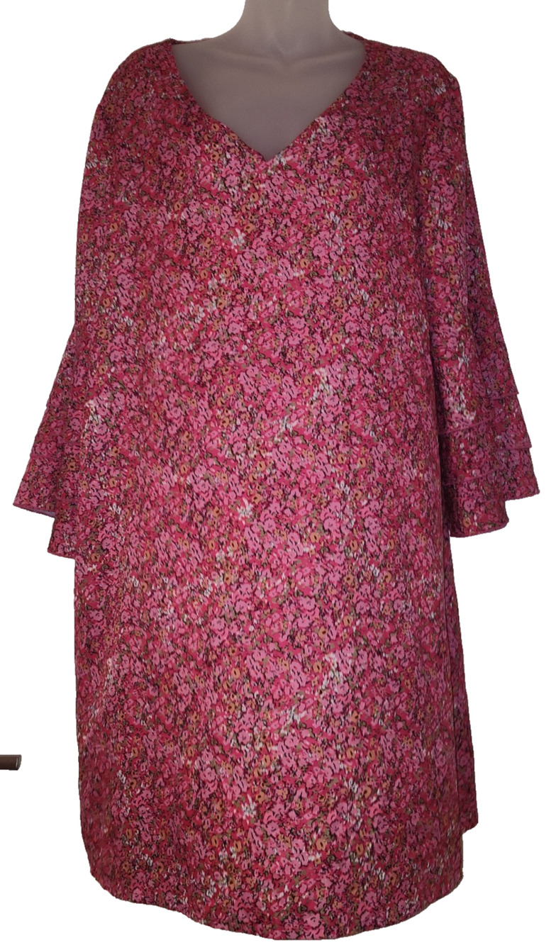 Noracora Women’s Pink Floral Long Sleeve Casual Style Dress Size XL BG22